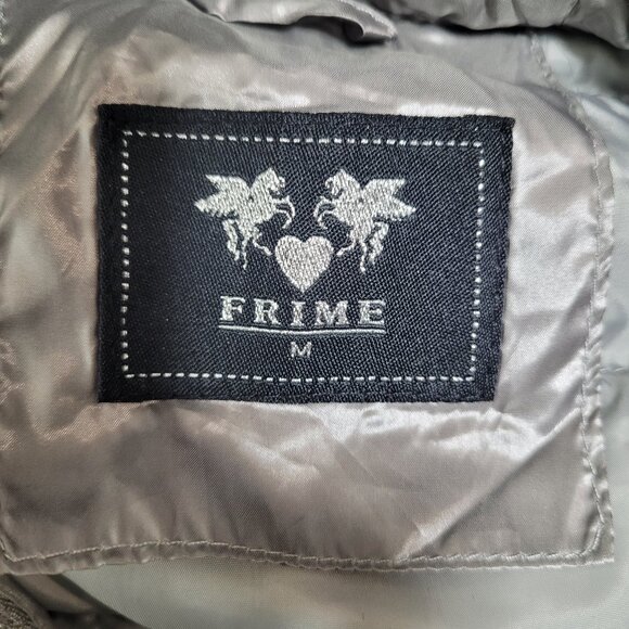 Frime Silver & Gray Puffer Jacket Women’s Size Medium Hooded Zip-Up - Picture 8 of 9
